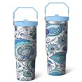 thumbnail image 1 of Tumbler with Handle 30oz Stainless Steel Insulated Flip Straw Tumblers Gifts for Women Girl Paisley Design Mug for Home School, 1 of 7