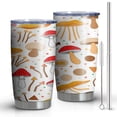 thumbnail image 1 of Tumbler with Lid and Straw, Mushroom Double Insulated 20 oz Coffee Tumbler for Water Wine Beer Water Bottle Gift for Family Boyfriend Fathers Husband, 1 of 7