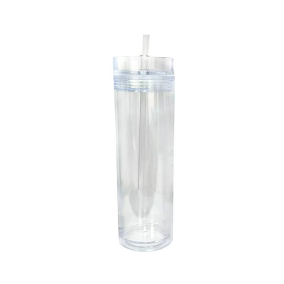 Tumbler with Same Lid and Straw 16 Oz Plastic CupDouble Clear Plastic Cup Straight Sippy Cup Summer Sports Water Cup