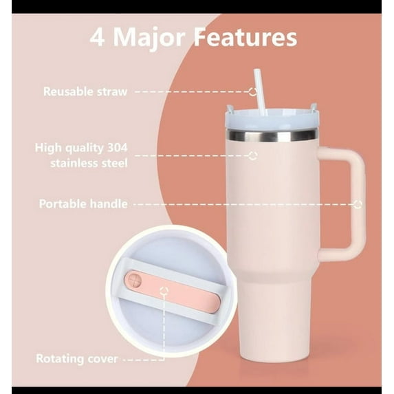 Tumblers 40 oz - Double-Wall Stainless Steel for Hot & Cold Drinks