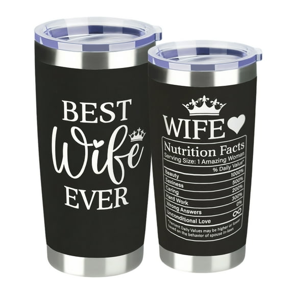Tumblers & Cups:Wife swig TumblerGifts for Wife from Husband - Wife Gifts - Wedding Anniversary for Women, Birthday Gift Ideas, Mothers Day, Christmas Gift for Her - 20 Oz black Tumbler