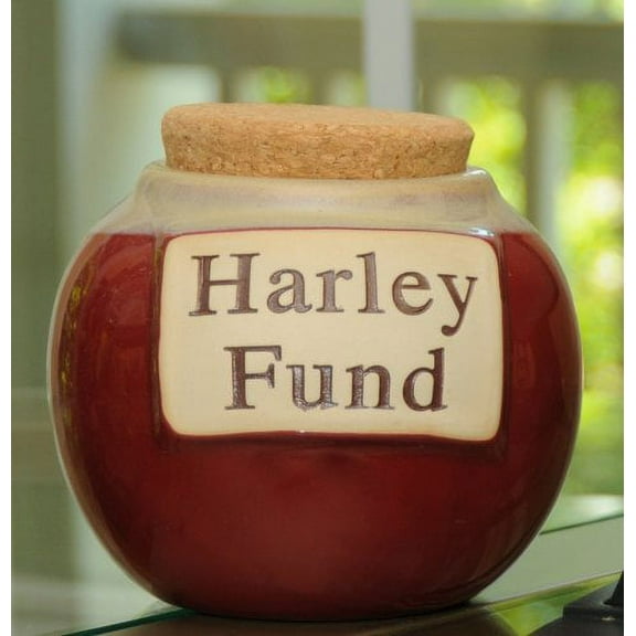 Tumbleweed 'Harley Fund' Jar; Money Bank, Jar With Lid, Ceramic Jar with Cork