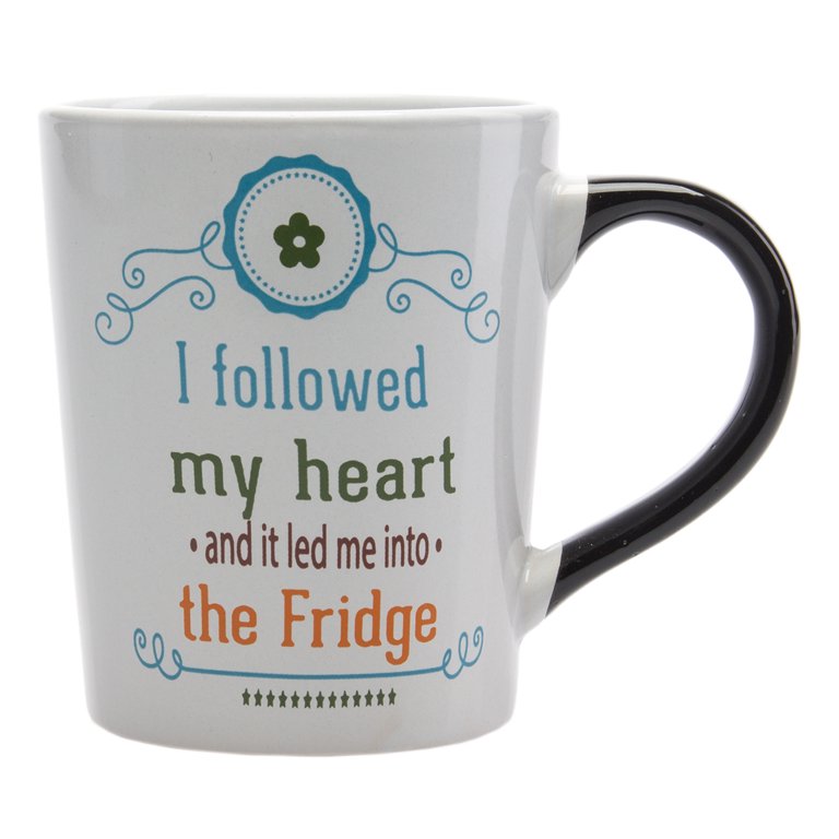 Tumbleweed Large 20oz "Followed My Heart to Fridge" Funny Ceramic Home  Coffee Mug Cup with Handle