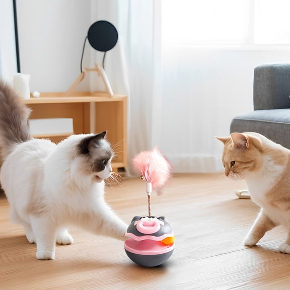Tumbling Cat Toy for Indoor Kitty Entertainment, Circular Puzzle Design with Food Grade Plastic, Lightweight and Easy Clean for Boredom Relief and Owner Pet Bonding