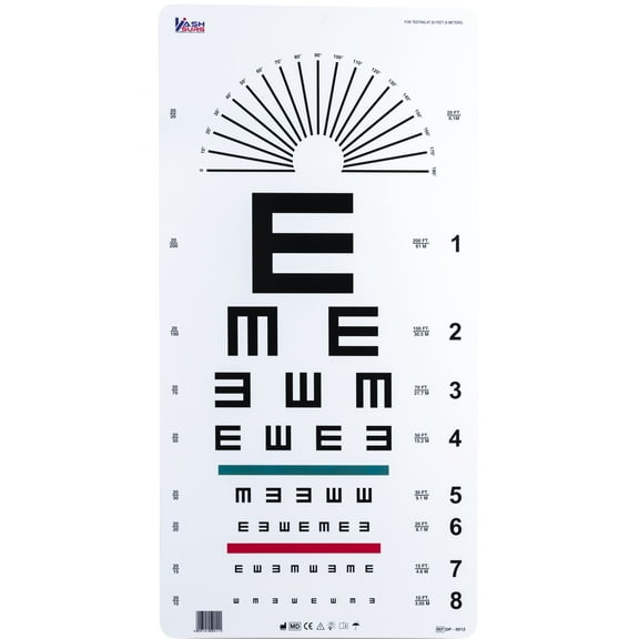Tumbling E with Red Green Bar Visual Acuity Test 6m / 20ft