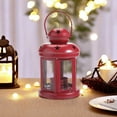 thumbnail image 1 of Haliyee 1 Pcs European Design Antique Glass Hanging Candle Lanterns with Stars,Metal Frame Candlestick Holder Night Lamp, Aromatherapy Candle,Romantic Xmas Wedding Party Decoration（Red）, 1 of 4