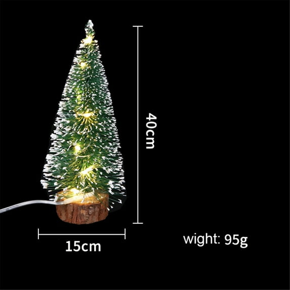 Haliyee 13.7In Mini Christmas Trees with Light,Artificial Christmas Tree Bottle Brush Trees with Wooden Base for Christmas Decor Party Home Table Holiday