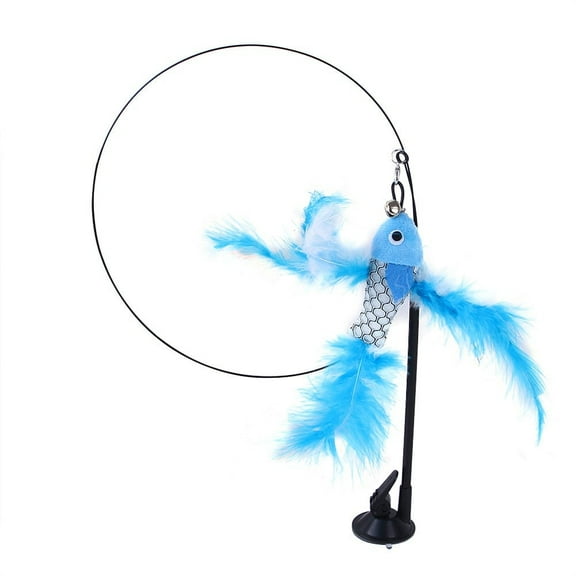 Haliyee Cat Feather Toys,Hanging Cat Toy with Super Suction Cup Detachable 2 in 1 Cat Wand Toys, Interactive Cat Toy for Indoor Cats Kitten Play Chase Exercise