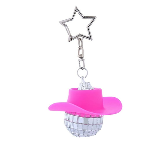 Haliyee Christmas Ball Ornaments,Disco Ball Car Accessory, Disco Ball Car Mirror Ornament,Christmas Ball Wearing A Hat Small Ball Home Pendant Mirror Keychain Car Accessories