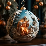 Haliyee Christmas Easter Nativity Scene Ornaments,Christmas Acrylic 3D Hanging Ornament Pendant for Xmas Tree Birth of Jesus Christian Decor Religious Gift for Family Friends and Christian