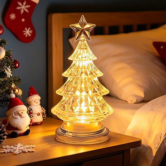 Tumdkd Enchanting LED Christmas Tree Desktop Night Light, Festive Tabletop Lamp with Warm Glow, Compact Battery-Operated Holiday Decor for Bedroom Living Room Office