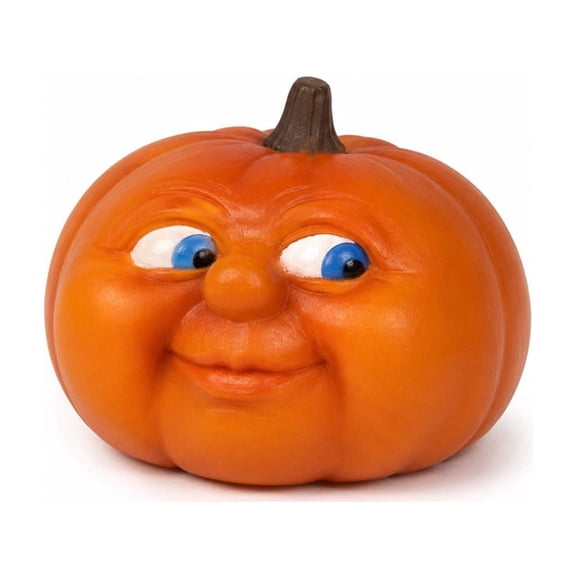 Tumdkd Funny Smiling Pumpkin Figurine, Whimsical Halloween Tabletop Ornament with Playful Expression, Durable Plastic Decor for Home Office & Festive Display