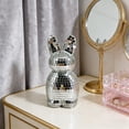 thumbnail image 1 of Tumdkd Handmade Mirror Glass Bunny Statue 6 Inch, White Foam Rabbit Sculpture with Shiny Reflective Accents, Easter Decoration for Home Tabletop, Glitter Ornament Centerpiece, 1 of 6
