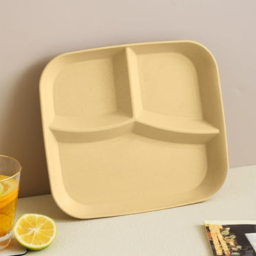 Tumdkd Home Clearance！10 Inch Control Divided Plates For Eating Straw Dinner For Kids Adults Picnic Reusable Plates