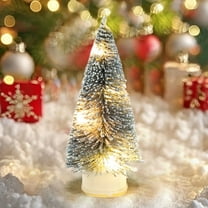 Tumdkd Pre-lit Small Christmas Tree,5.1In Miniature Pine Trees Mini Xmas Tree Mini Pine Tree Multi-Color LED Lights Tabletop Christmas Tree with Wooden Base for Christmas Decorations