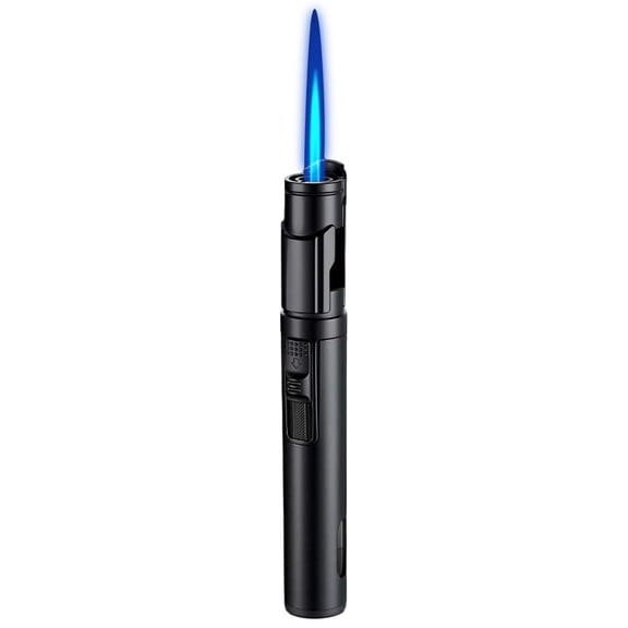 Tumdkd Refillable Butane Torch Lighter Windproof Jet Flame Long Pen Lighter with Safety Lock for Candle BBQ Camping Kitchen 5 Colors Metal