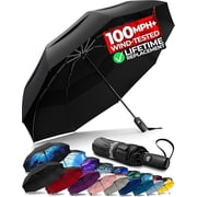 TUMELLA Strongest Windproof Travel Umbrella Compact, Superior & Beautiful, Small Strong but Light Portable and Automatic Folding Rain Umbrella, Durable Grip, Fits Car & Backpack