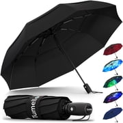 Tumella Travel Umbrella, Windproof up to 70 mph, Auto Open Close, Compact, UPF 50+, Fits Backpack