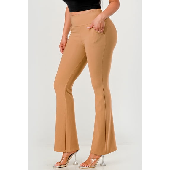 Tummy Control Butt Sculpting Flare Pants With Pockets - Chipmunk