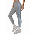 thumbnail image 1 of Tummy Control Compression Leggings for Women, High Waist Workout Running Yoga Pants Gray Blue L, 1 of 8