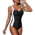 thumbnail image 1 of Tummy Control One Piece Swimsuits - Scalloped Vintage Bathing Suits for Women Square Neck Ruched Slimming 2026 Multicolor 2XL, 1 of 5