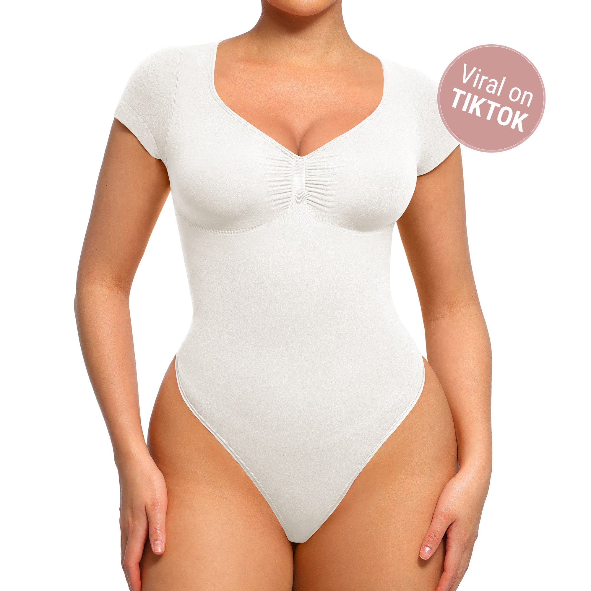 FeelinGirl Tummy Control Seamless Short-Sleeve Bodysuit