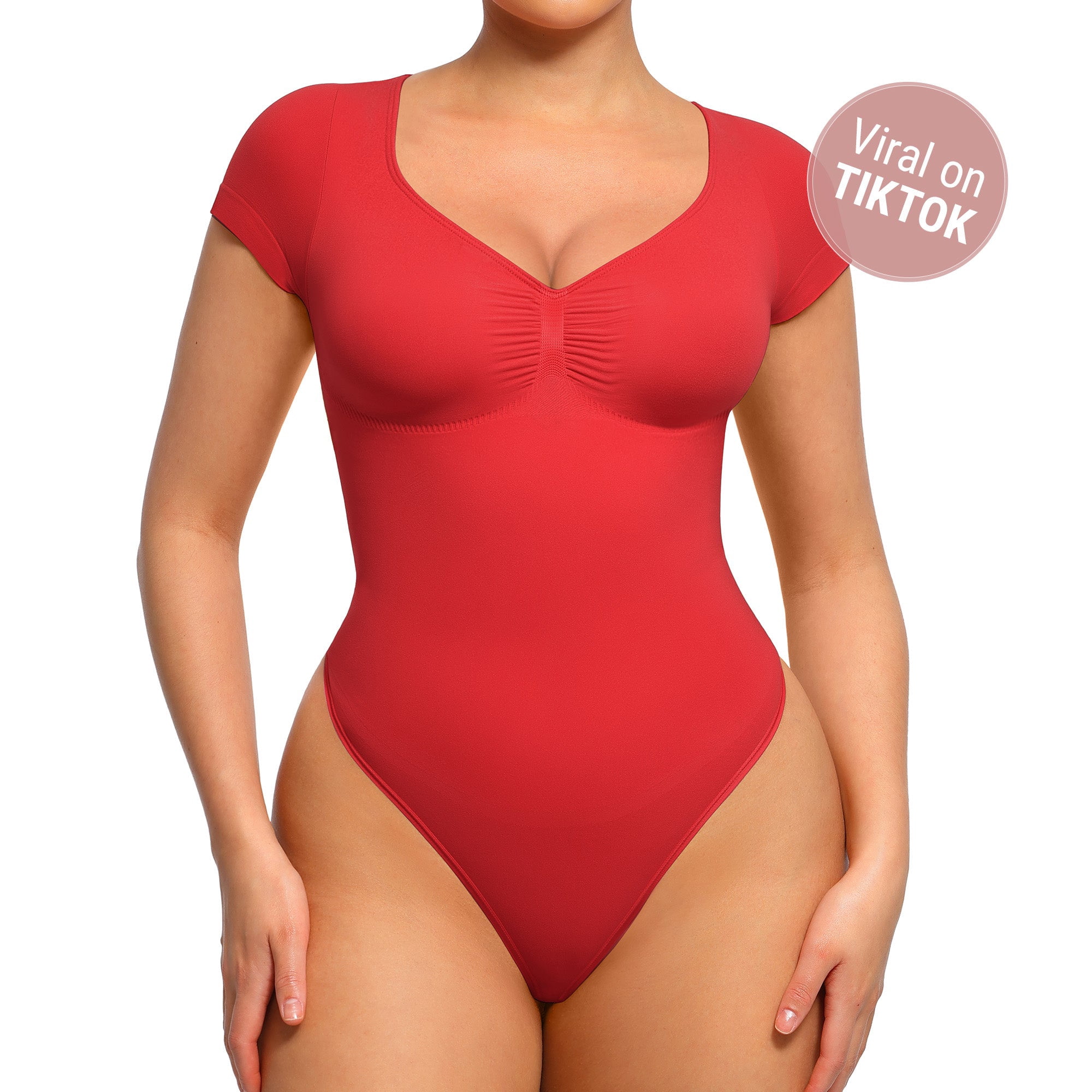 FeelinGirl Tummy Control Seamless Short-Sleeve Bodysuit