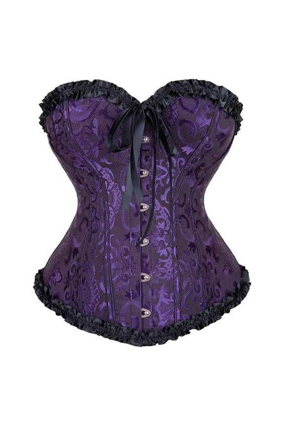 Tummy Control Shapewear For Women Women'S Sexy Corset Top Bustier Plus Size Overbust Satin Floral Lace Up Trim Women, Women's Shapers XXXL