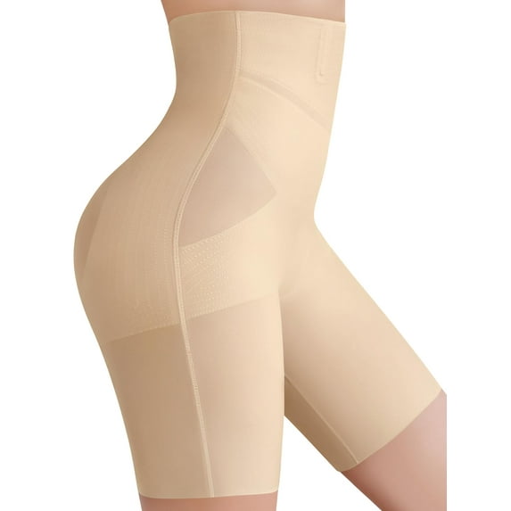 Tummy Control Shapewear for Women, High Waisted Body Shaper Shorts Butt Lifting Shapewear Panties Thigh Slimmer Under Dress (Nude, Medium)