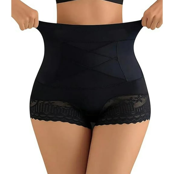 Tummy Control Shapewear for Women, High-Waisted Butt Lifter Briefs, Slimming Underwear Panties with Lace Trim