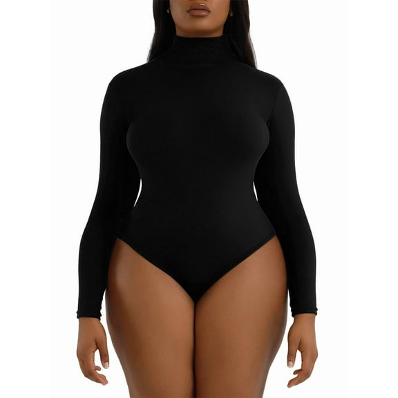Tummy Control Shapewear for Women Seamless Long Sleeve Bodysuit Shapewear Black XXL