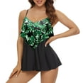thumbnail image 1 of Tummy Control Swimdress for Women Polka Dots Print Swimsuits Ruffled Flowy Swimdress 2 Piece Tankini Set with Shorts, 1 of 7