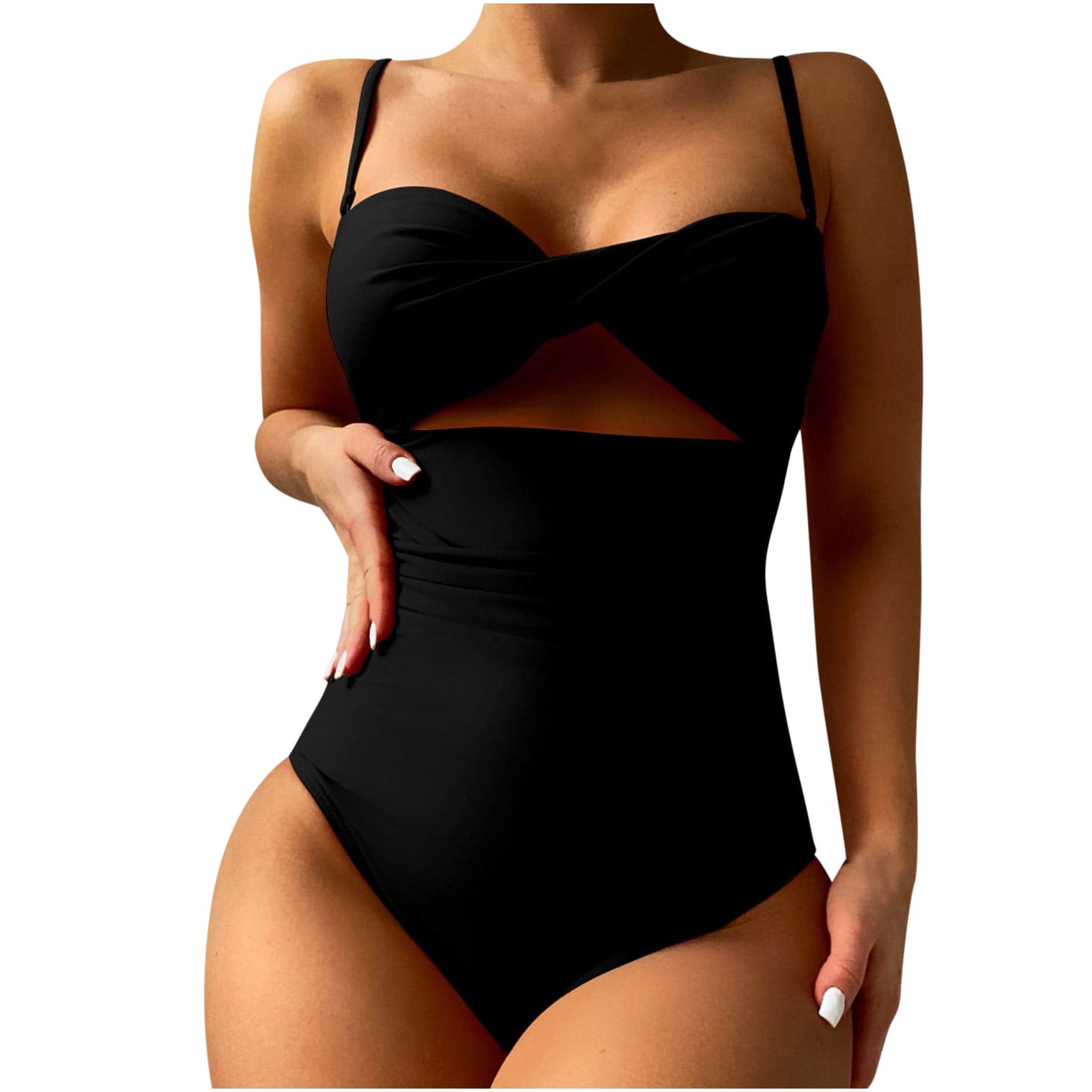 Tummy Control Swimsuit Women 2023 Cross Plunge One-Piece Thong