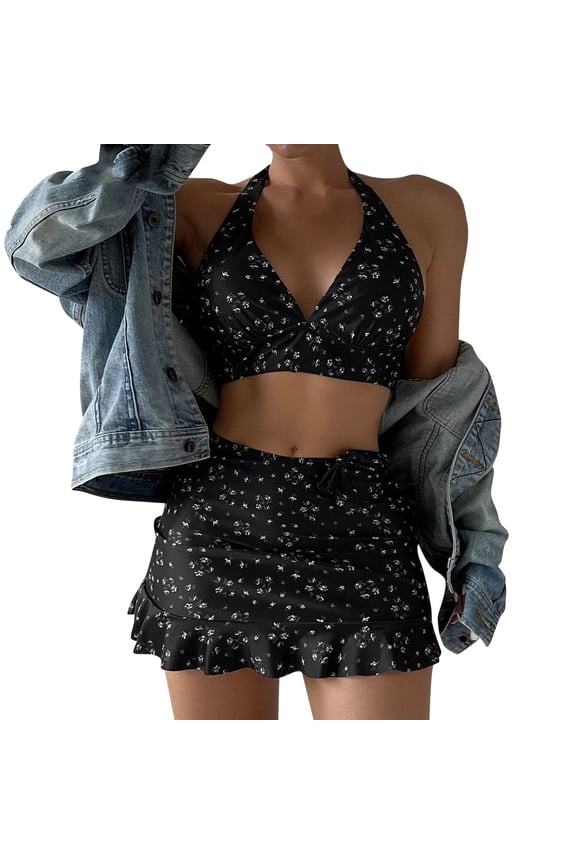 Tummy Control Swimsuits For Women Bikini Set Printed Three Piece Beach Wear Hot Swimwears Bikini Set