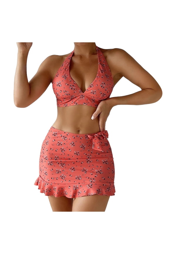 Tummy Control Swimsuits For Women Bikini Set Printed Three Piece Beach Wear Hot Swimwears Bikini Set