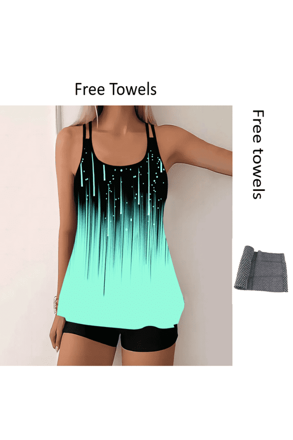 Tummy Control Swimsuits for Women Plus Size Modest Bathing Suit Two Piece Takini Tops with Boyshorts Swimsuit Trendy Tie Dye Tankinis Summer Pool Party Swimwear