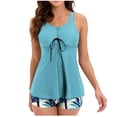 thumbnail image 1 of Tummy Control Swimsuits for Women Ruched Front Drawstring Tankini Top with Boyshort Modest Swimwear 2 Piece Bathing Suit, 1 of 6