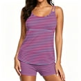 thumbnail image 1 of Tummy Control Tankini Swimsuits for Women, Lightweight Striped Two Piece Bathing Suits, Swim Top with Boyshorts, 2XL, 1 of 6