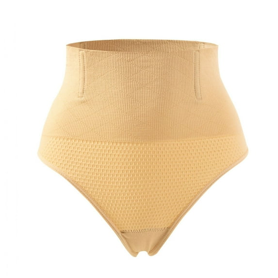 Tummy Control Thong Shapewear Seamless Comfortable Breathable High Waist Body Shaper for Women Accessories-S,Apricot