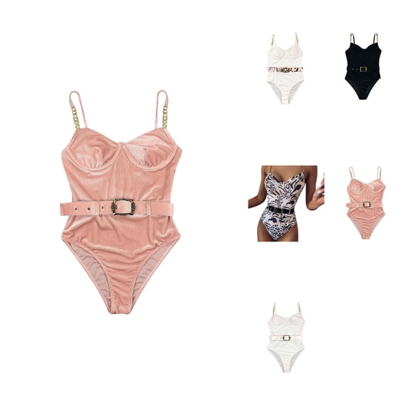 Tummy Control Tie Knot Swimsuit - Ruched Halter One Piece Bathing Suit with Push Up Underwire, Padded Cups & Adjustable Buckle for Women