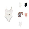 thumbnail image 1 of Tummy Control Tie Knot Swimsuit - Ruched Halter One Piece Bathing Suit with Push Up Underwire, Padded Cups & Adjustable Buckle for Women, 1 of 7