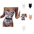 thumbnail image 1 of Tummy Control Tie Knot Swimsuit - Ruched Halter One Piece Bathing Suit with Push Up Underwire, Padded Cups & Adjustable Buckle for Women, 1 of 5