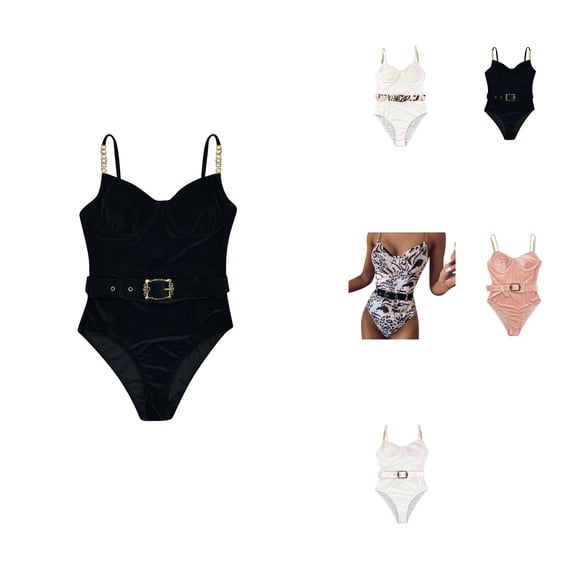 Tummy Control Tie Knot Swimsuit - Ruched Halter One Piece Bathing Suit with Push Up Underwire, Padded Cups & Adjustable Buckle for Women