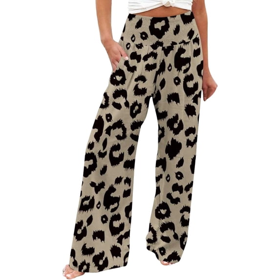 Tummy Control Women High Waisted Lounge Pants Casual Wide Leg Boho Trouser Summer Drawstring Sweatpants with Pocket