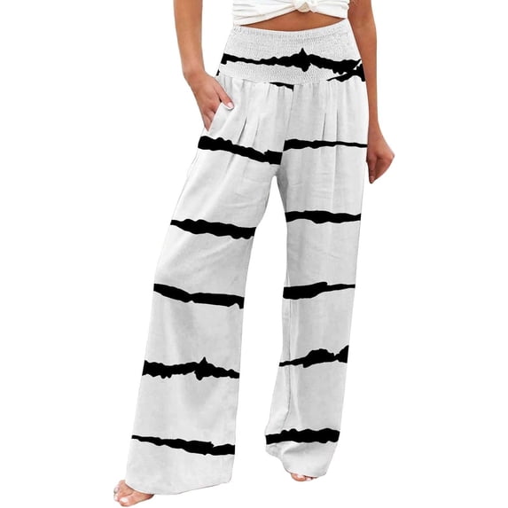 Tummy Control Women High Waisted Lounge Pants Casual Wide Leg Boho Trouser Summer Drawstring Sweatpants with Pocket
