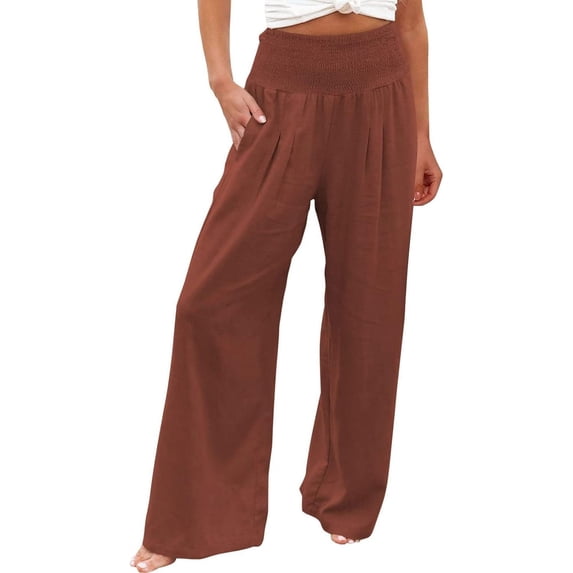Tummy Control Women High Waisted Lounge Pants Casual Wide Leg Boho Trouser Summer Drawstring Sweatpants with Pocket