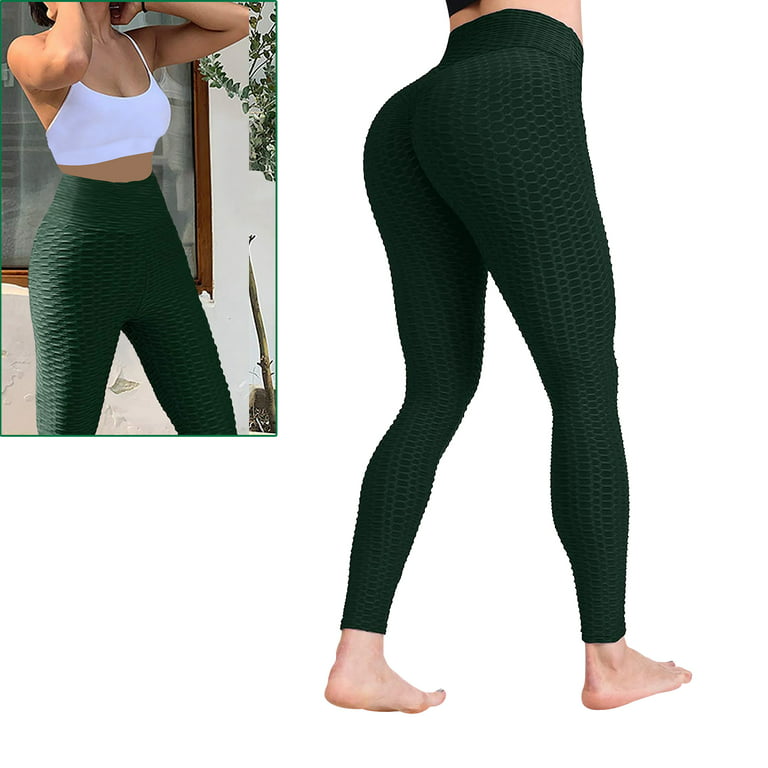 Tummy Control Workout Ruched Butt Lifting Stretchy Leggings, High Waist  Scrunch Booty Yoga Pants for Women Tiktok Leggings (2XL Size, Dark Green) 