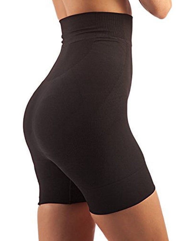 Tummy Flatting & Butt enhancing High Waist Compression Mini Shorts. Microfiber Shape Wear. For Slimmer Look & After Cosmetic Surgery. Post-Op Garments. Fine Italian Made Quality & Style.(XLrg Black)