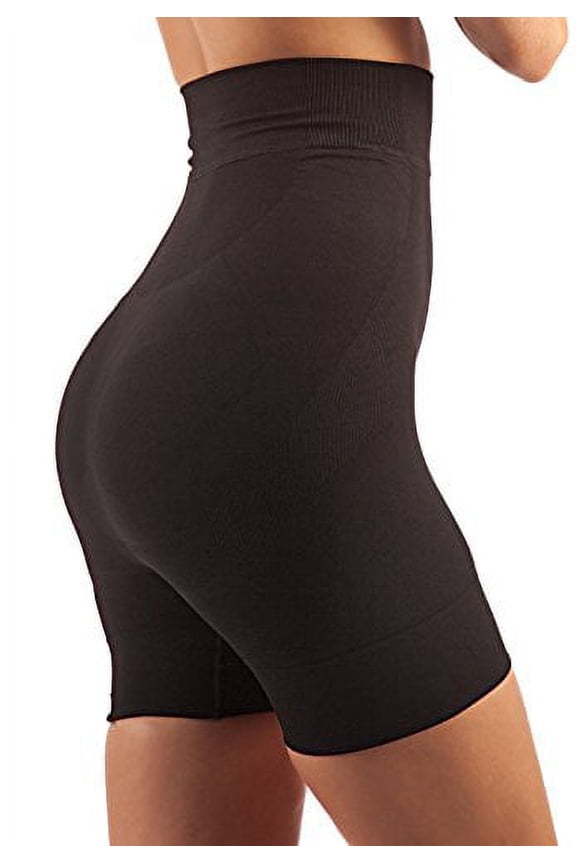 Tummy Flatting & Butt enhancing High Waist Compression Mini Shorts. Microfiber Shape Wear. For Slimmer Look & After Cosmetic Surgery. Post-Op Garments. Fine Italian Made Quality & Style.(XLrg Black)
