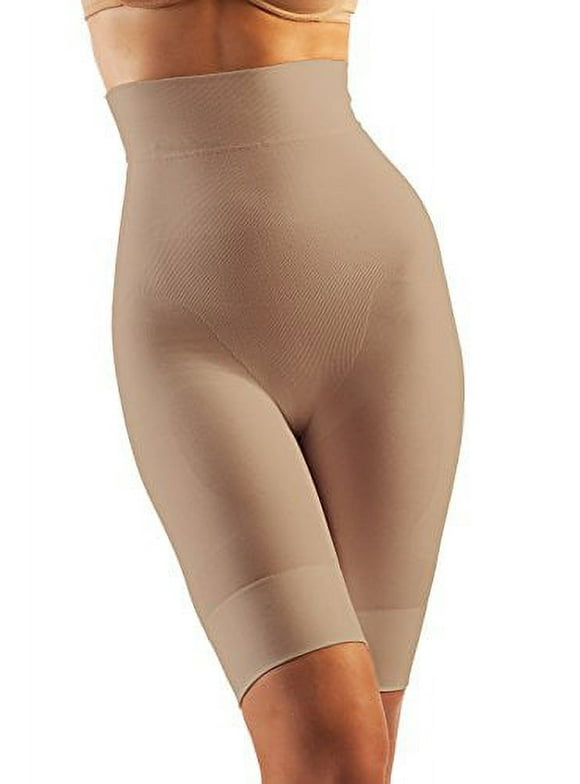 Tummy Flatting & Butt enhancing High Waist Compression Shorts. Microfiber Shape Wear. For Slimmer Look & After Cosmetic Surgery. Post-Op Garments. Fine Italian Made Quality & Style(Small Beige)